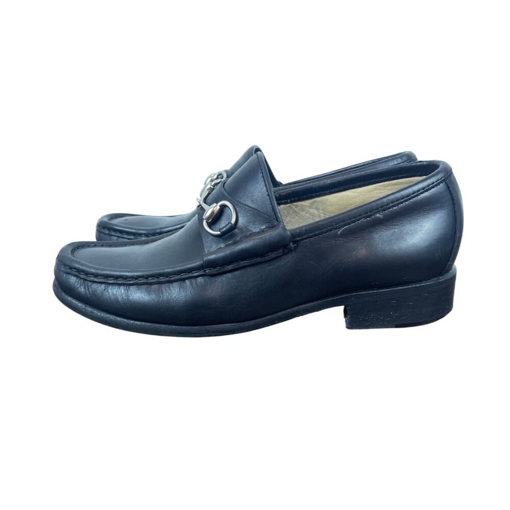 Vtg Gucci Black Leather Mocassino Pelle Mors Vit Bulgaro Horsebit Loafers Sz 6B - Picture 5 of 11